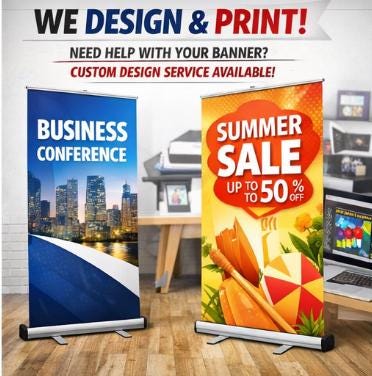 Pull Up Roller Banner 800x2000mm Custom Printed Exhibition Display Stand Trade Show Advertising