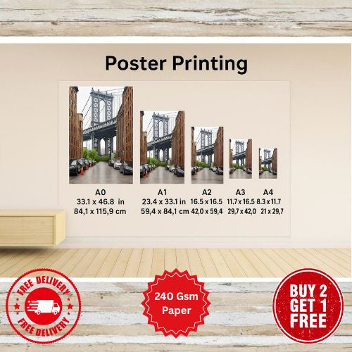 Poster Printing A0 A1 A2 A3 A4 | Buy 2 get 1 free