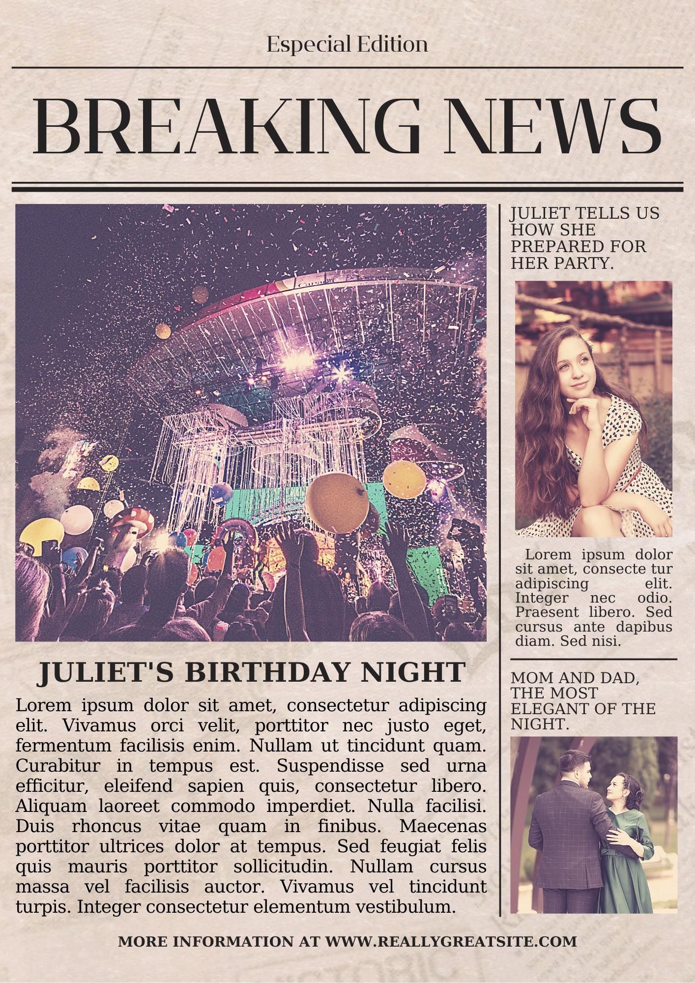 Personalised Vintage Newspaper Front Page Poster - Custom Headline Gift for Birthdays, Weddings, Anniversaries, and Special Occasions!