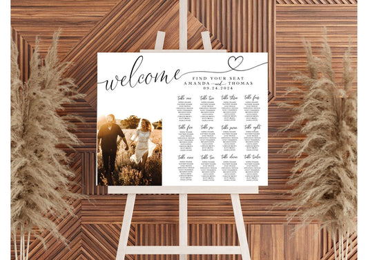 Personalised Wedding seating plan fully customisable A3,A2,A1,A0