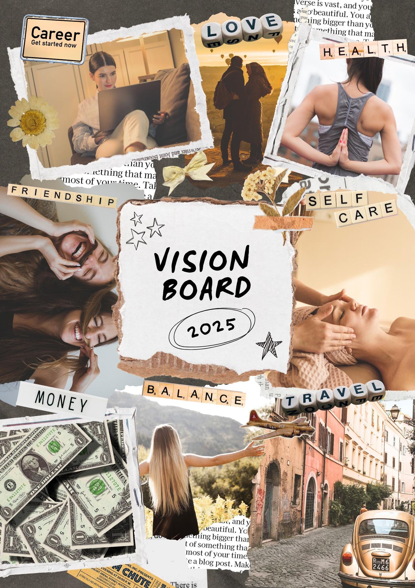 Custom Vision Board Print: Personalised Goal Setting, Manifestation Art