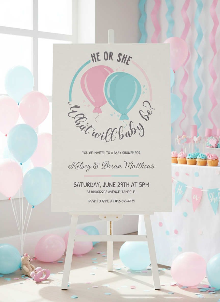 Gender Reveal Poster at Celebration Party