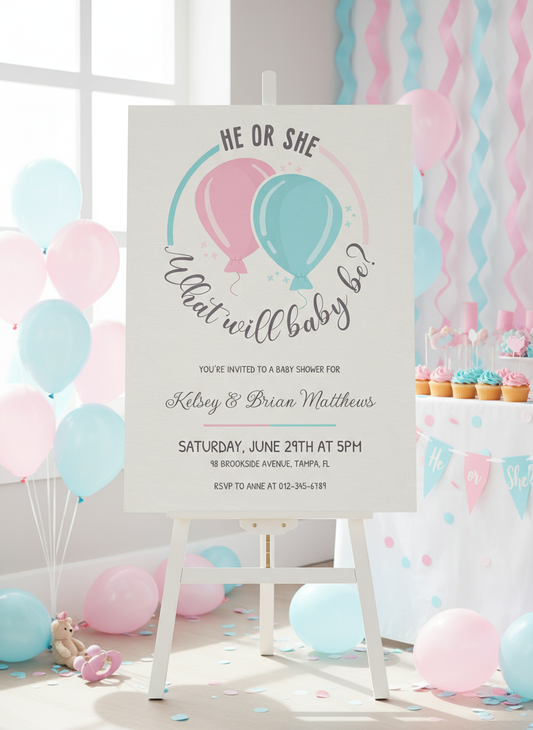 Gender Reveal Poster at Celebration Party