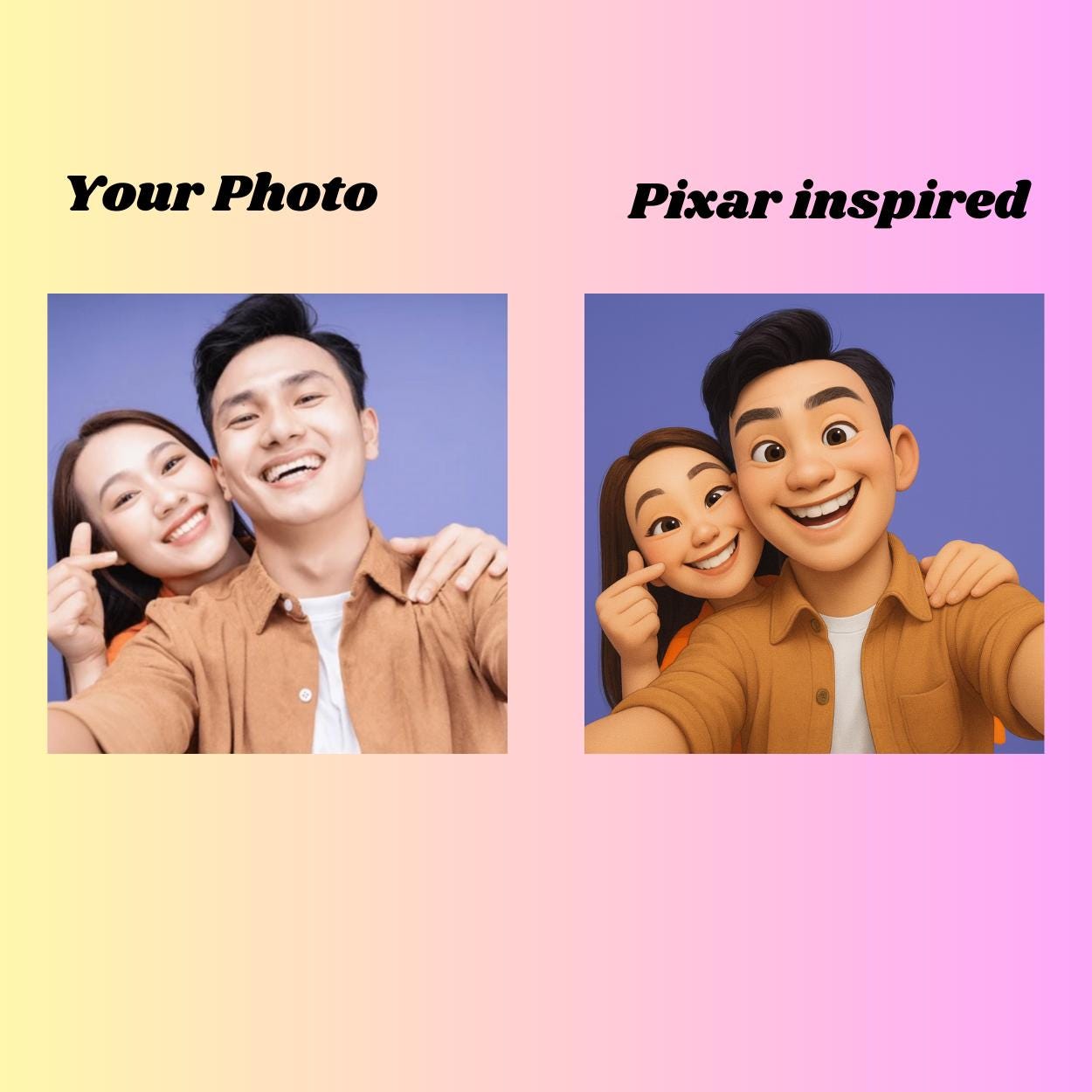 Custom Pixar®-Inspired Portrait – Turn Your Photo into Fun, Colourful Cartoon