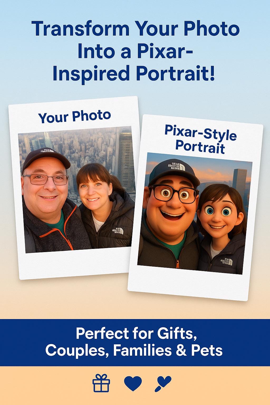 Custom Pixar®-Inspired Portrait – Turn Your Photo into Fun, Colourful Cartoon