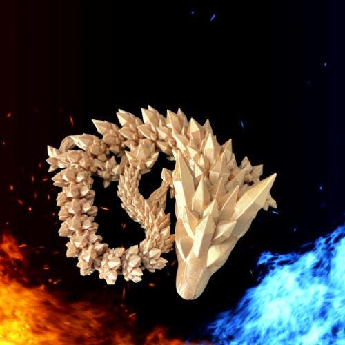 Iridescent Crystal Dragon – Articulated 3D Printed Fantasy Figurine (54 cm Long) custom sizes available