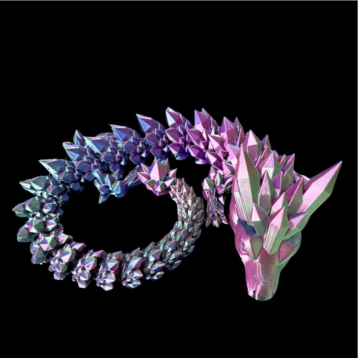 Iridescent Crystal Dragon – Articulated 3D Printed Fantasy Figurine (54 cm Long) custom sizes available