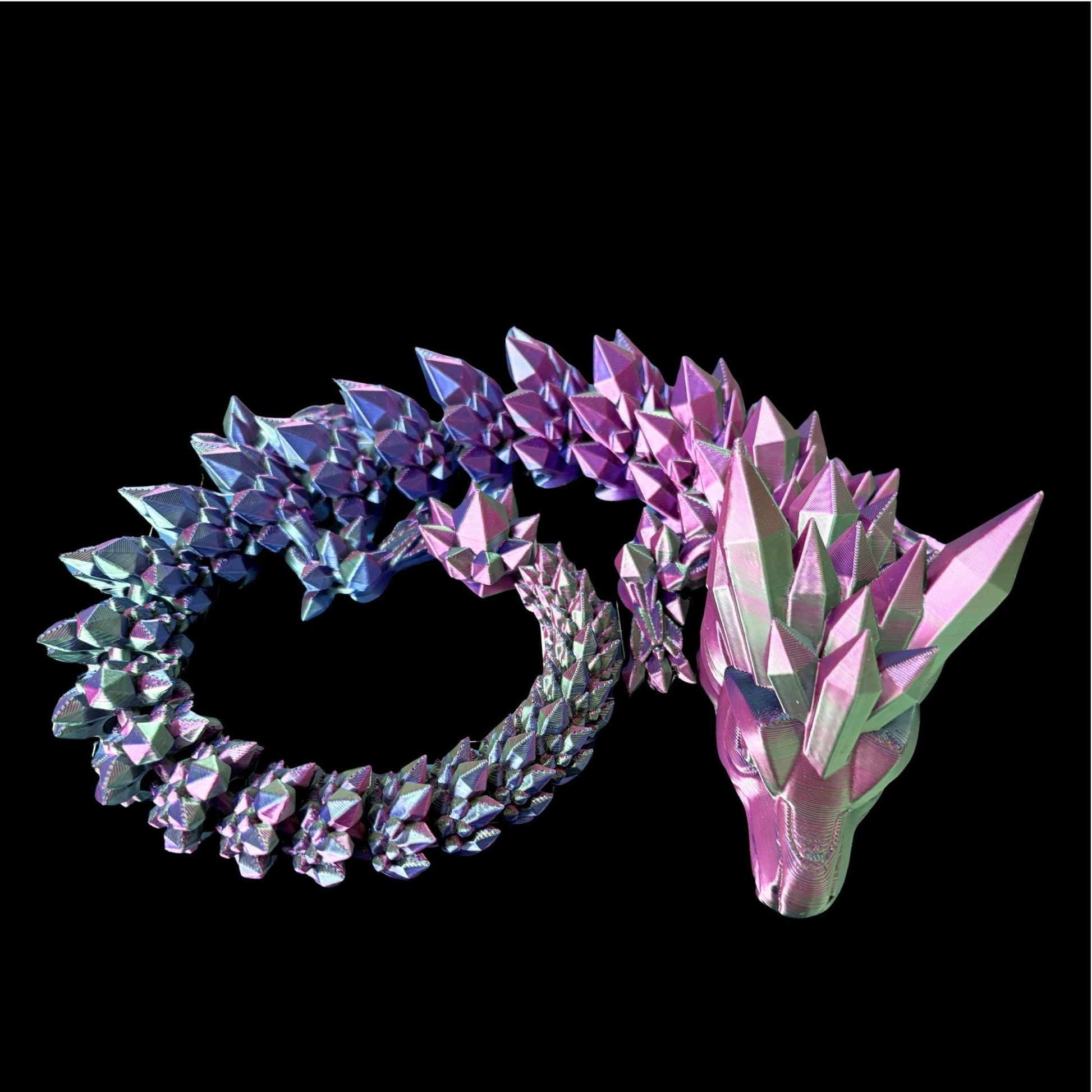 Iridescent Crystal Dragon – Articulated 3D Printed Fantasy Figurine (54 cm Long) custom sizes available