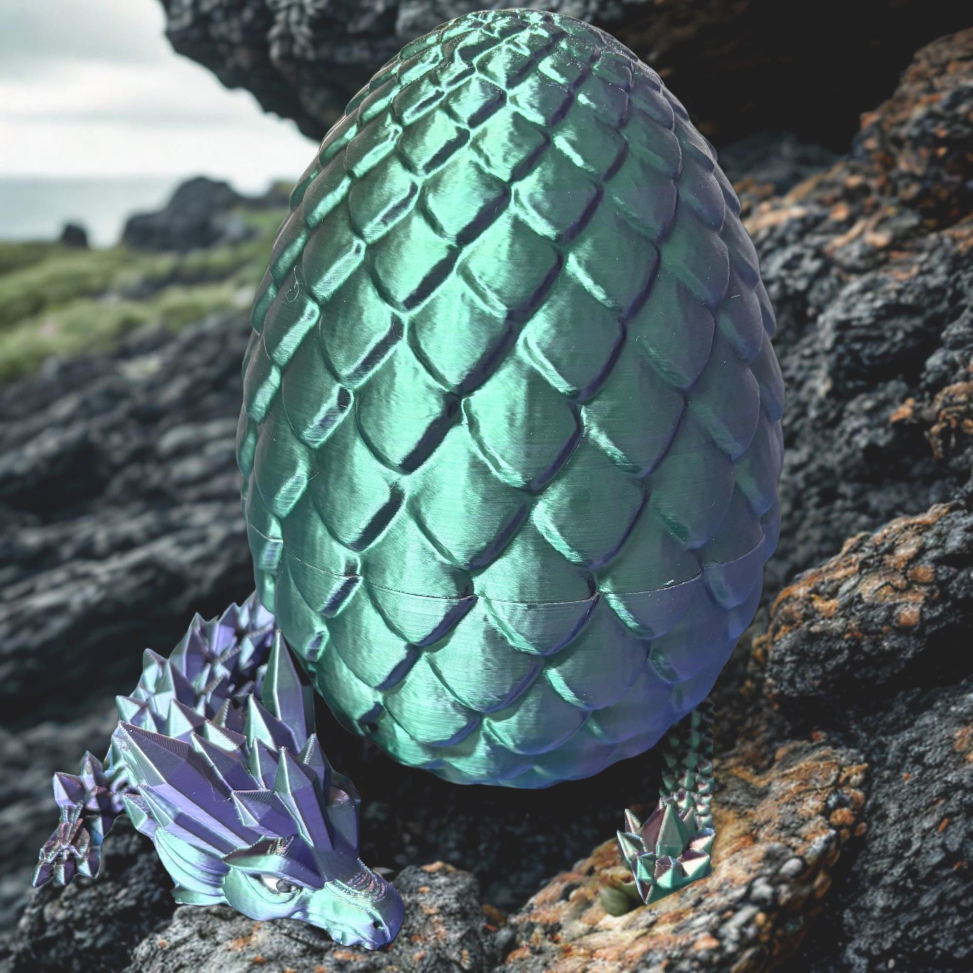 Iridescent Crystal Dragon – Articulated 3D Printed Fantasy Figurine (54 cm Long) custom sizes available