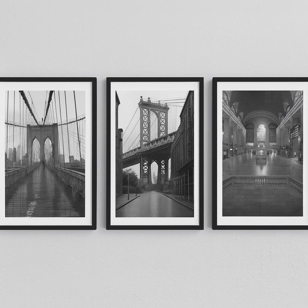 Set of 3 Black & White New York Prints – Instant Digital Download