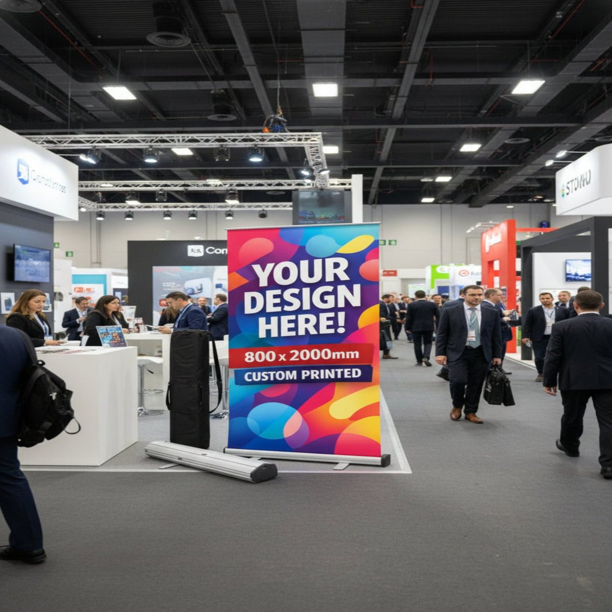 Pull Up Roller Banner 800x2000mm Custom Printed Exhibition Display Stand Trade Show Advertising