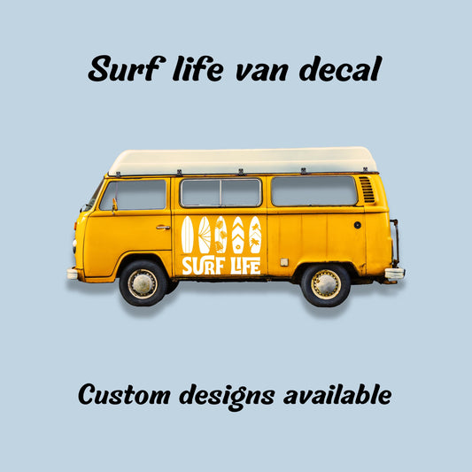 Surf Life Camper Van Decal – Custom Vinyl Sticker
