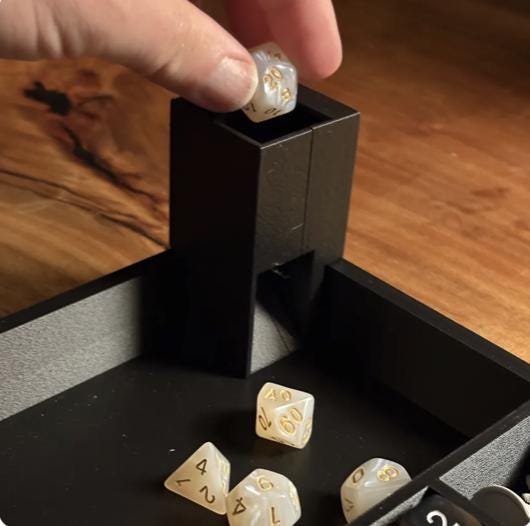 3D Printed DnD Character Tracker & Dice Tray, Black Gold Fantasy Design (Folding Player Organizer)