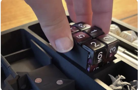3D Printed DnD Character Tracker & Dice Tray, Black Gold Fantasy Design (Folding Player Organizer)