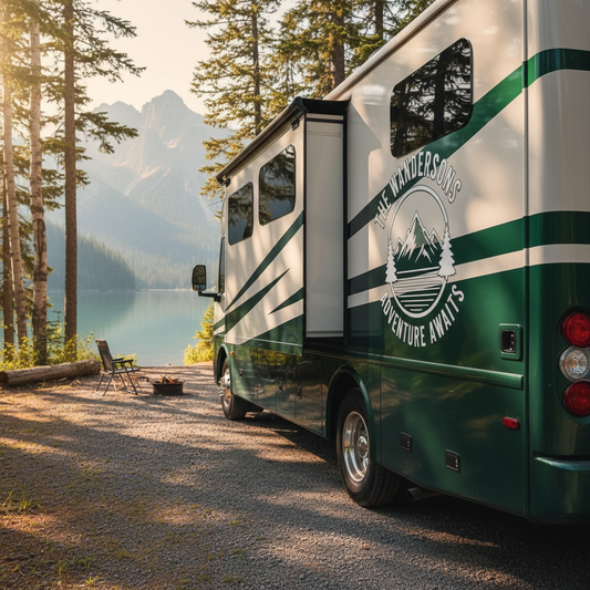 Personalised Motorhome Decal in Scenic Adventure Setting