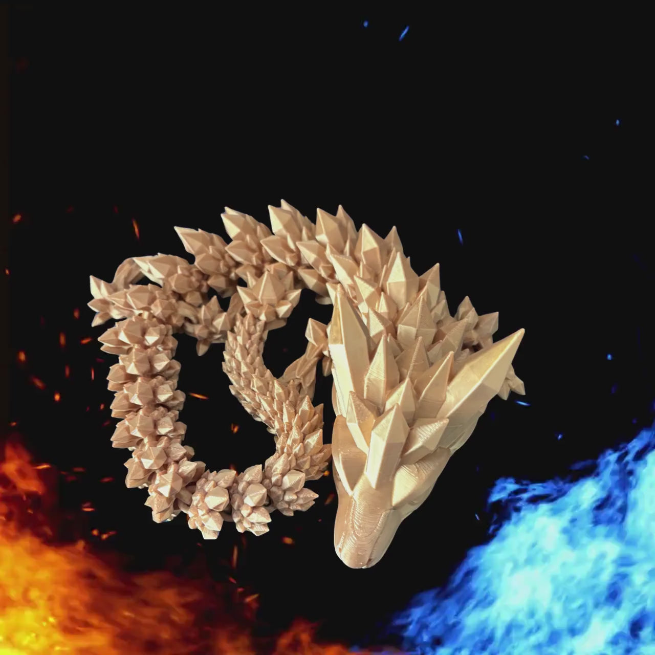Iridescent Crystal Dragon – Articulated 3D Printed Fantasy Figurine (54 cm Long) custom sizes available